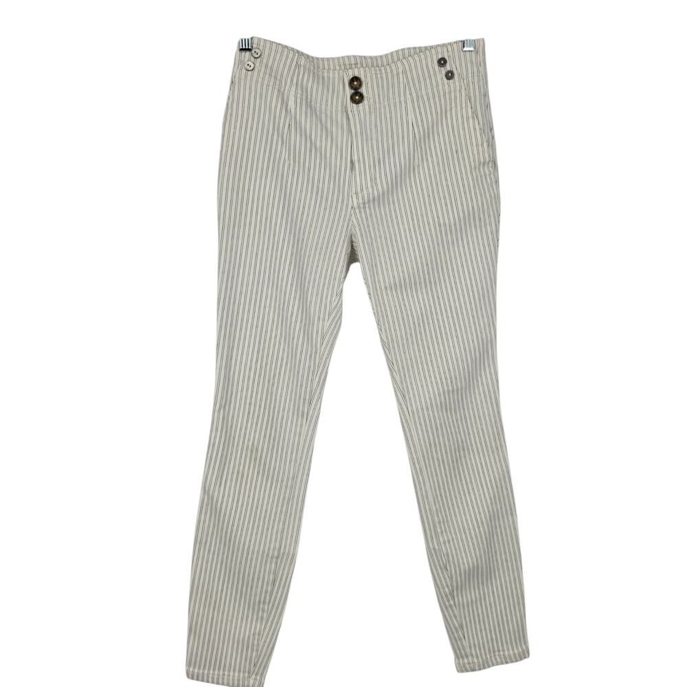 Pilcro And The Letterpress White & Black Pinstripe High Rise Skinny Jean Size 26